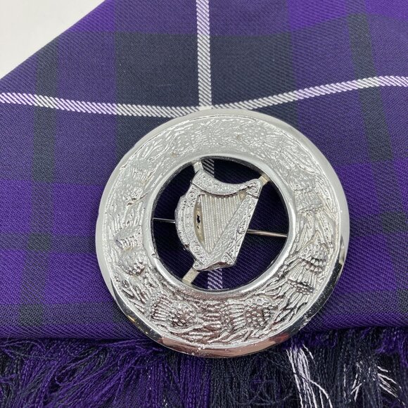 Melville Kilts Purple Fly Plaid Tartan & Brooch Set Scottish Celtic - Picture 2 of 7
